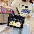 New Y2K Cute Japanese Ita Shoulder Bag Lolita Girls Transparent Tote Bag Large Capacity Crossbody Casual Bag DIY Display Handbag