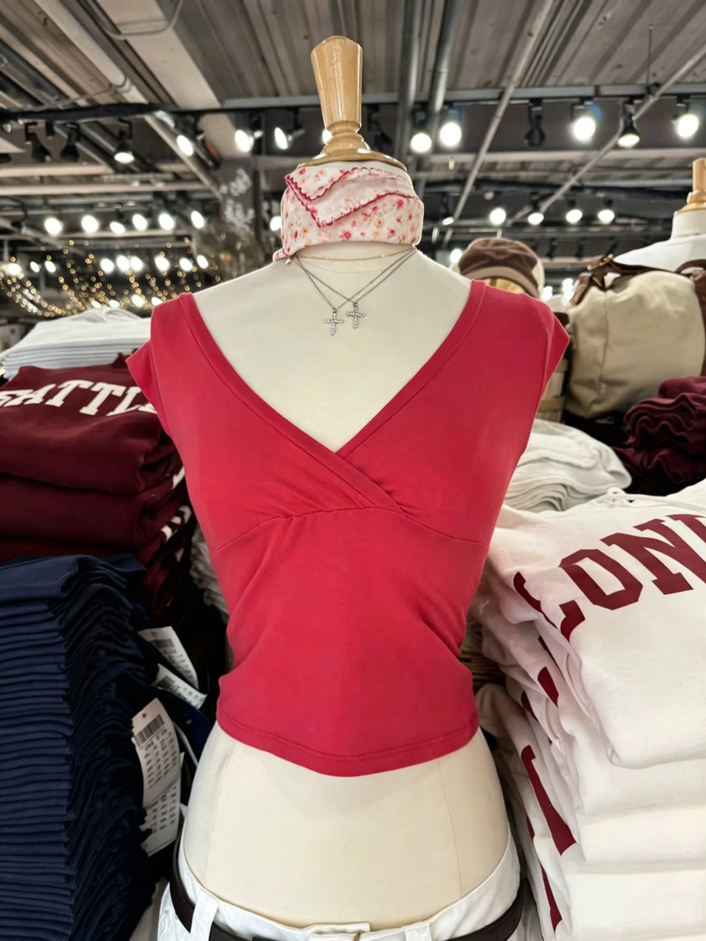 New Rose Red Slim Crop Top Woman Sexy V-neck Short Sleeve Cotton Cropped T-shirt Solid Casual Simple Sweet All-match Tee Tops
