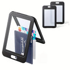 Plastic Vertical Card Bag, Black Id Card, Credit Card, Key Card Protection Cover Vertical Card Holder With Double-Sided Hard