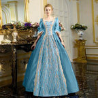 18th Century Medieval Dress Women High Waist Half Sleeve Ball Gown Princess Lace Patchwork Satin Dress Queen Renaissance Costume