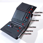 Men Wallet Genuine Leather Wallets for Men Zipper Purse Vertical Business Wallets RFID Anti-Theft Credit Card Holder Money Bag