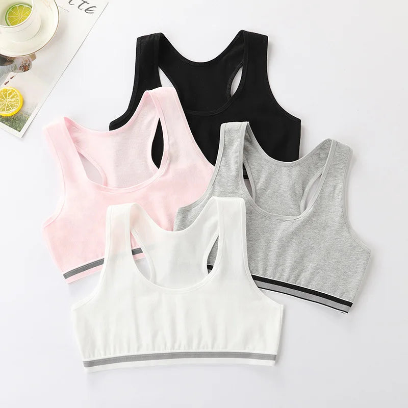 4 Pcs/Lot Girls Brassiere Cotton Underwear Back Buckle Design Adolescent Girls Training Bras Breathable Teenage Girl Tops Bra