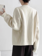 Women Cardigans Sweater O-neck Autumn Winter Knitted Loose Cardigans Solid Single Breasted Women's Sweaters Button Long Sleeve