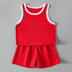 2/4Pcs Summer Children's Quick-drying Sports Suit Boys Casual Ball Sleeveless T-shirt Girls Joker Mixed Color Combination Shorts