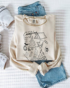Sketched Mountain Nature Comfort Colors Garment-Dyed Sweatshirt – Camping & Hiking Outdoor Graphic