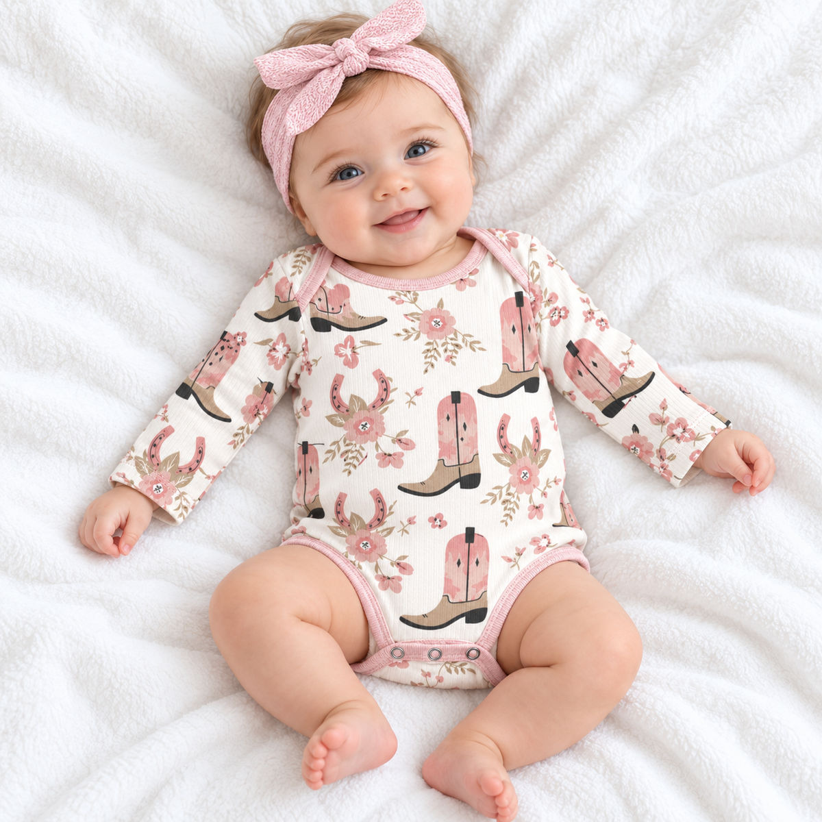 Cowgirl Boots Baby Bodysuit – Cotton Western Print