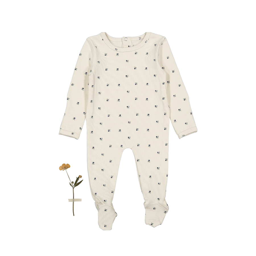 The Printed Romper - Mini Stitch Blue