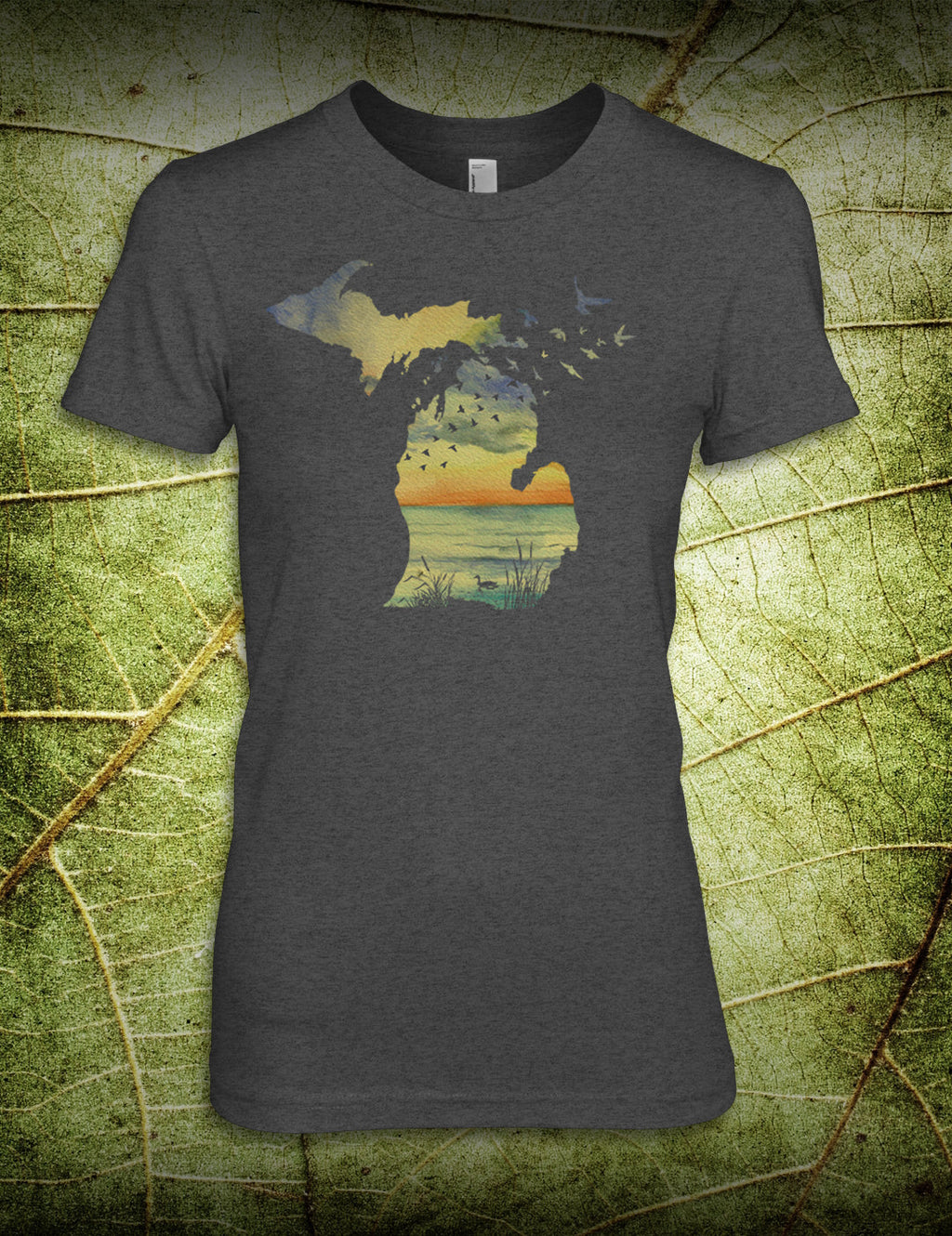 Sunset Birds - Women's - Dark Heather