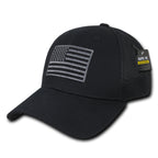 Embroidered Air Mesh Flex Caps,USA,Black