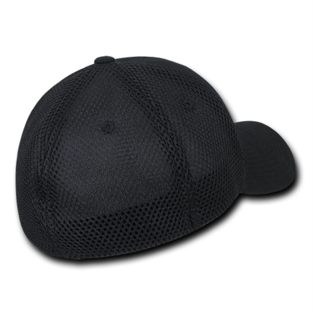 Embroidered Air Mesh Flex Caps,USA,Black