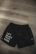 Men's Mesh Lifestyle Shorts | 5.5"- Lift Heavy Pray Hard Black