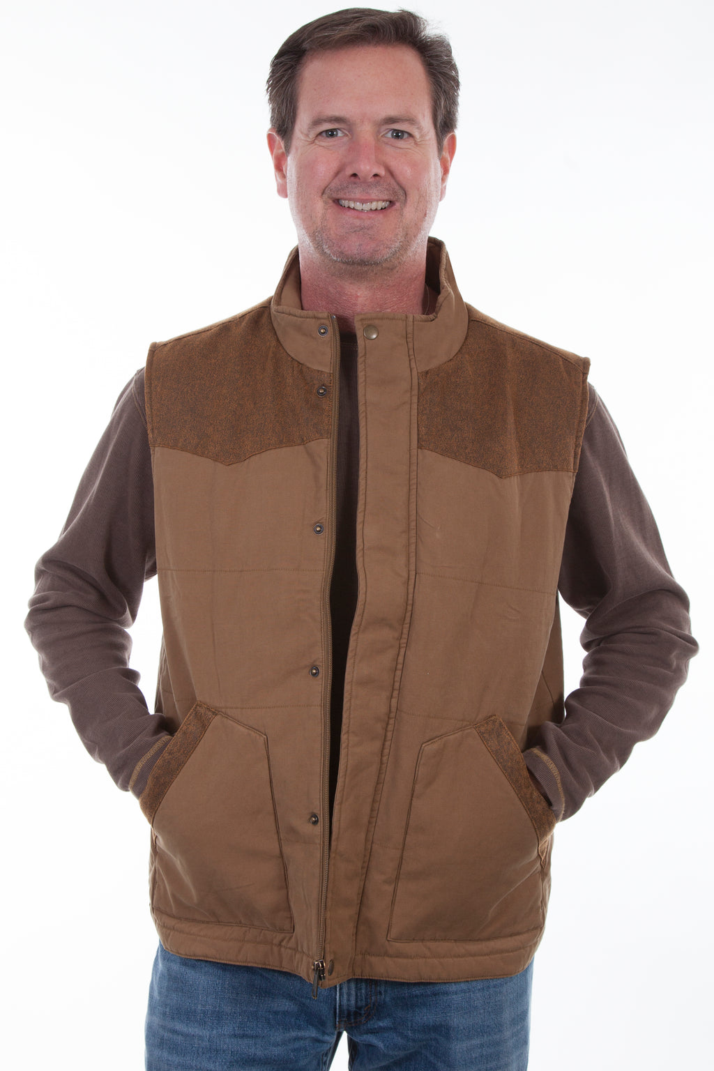 CANVAS VEST W/QUILTED PLAID LINING