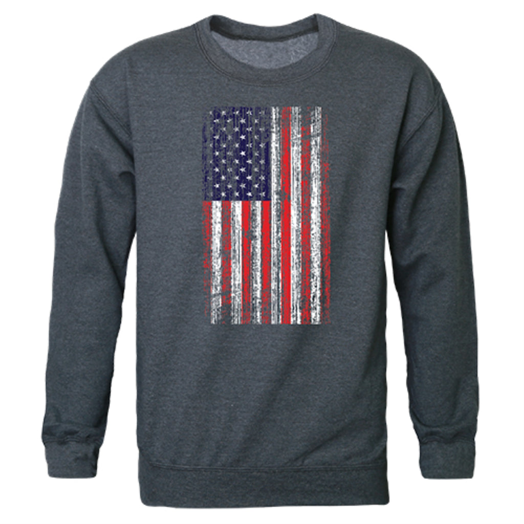 GraphicCrewneck,Distressed Flag, HCH, XL