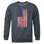 GraphicCrewneck,Distressed Flag, HCH, XL