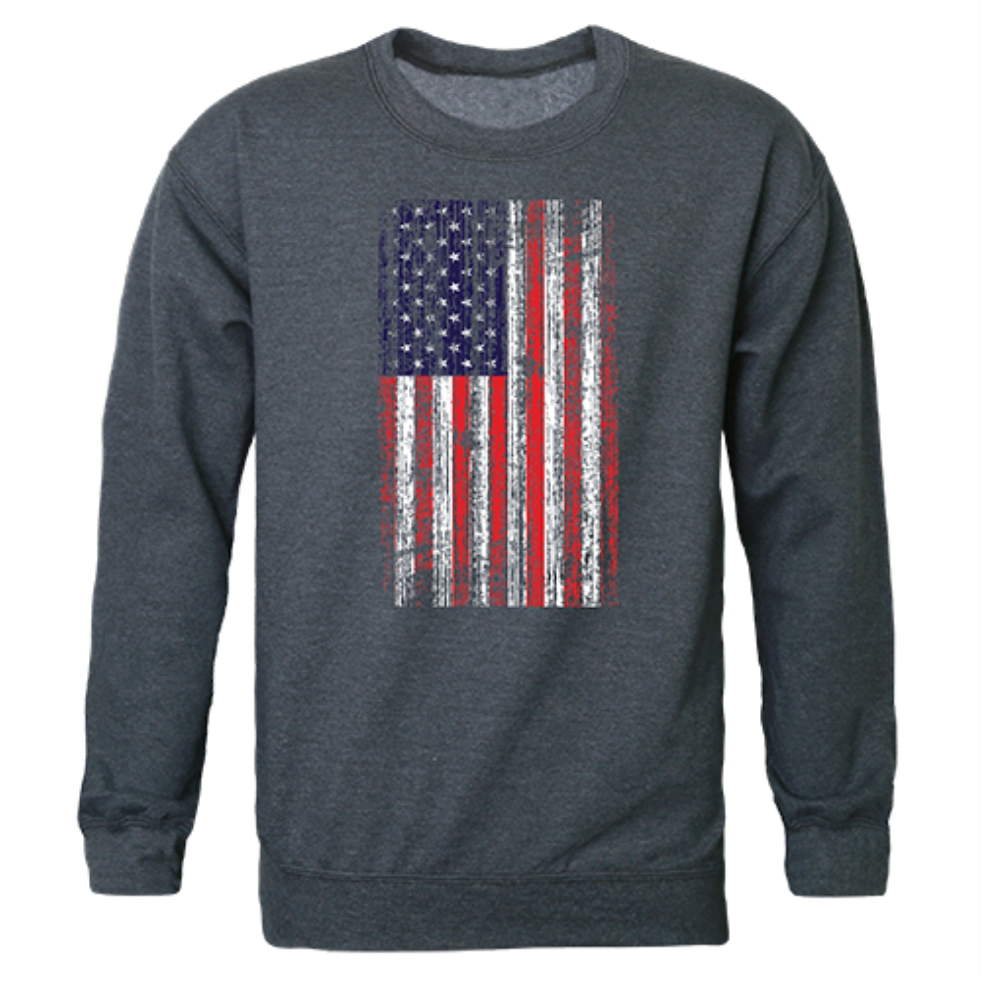 GraphicCrewneck,Distressed Flag, HCH, XL