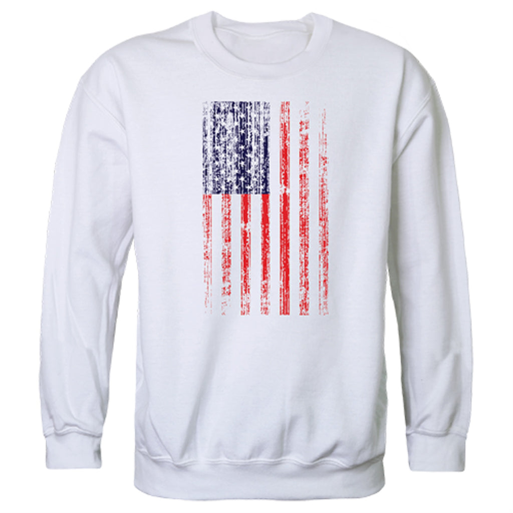 GraphicCrewneck,Distressed Flag, White, XL