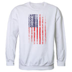 GraphicCrewneck,Distressed Flag, White, XL