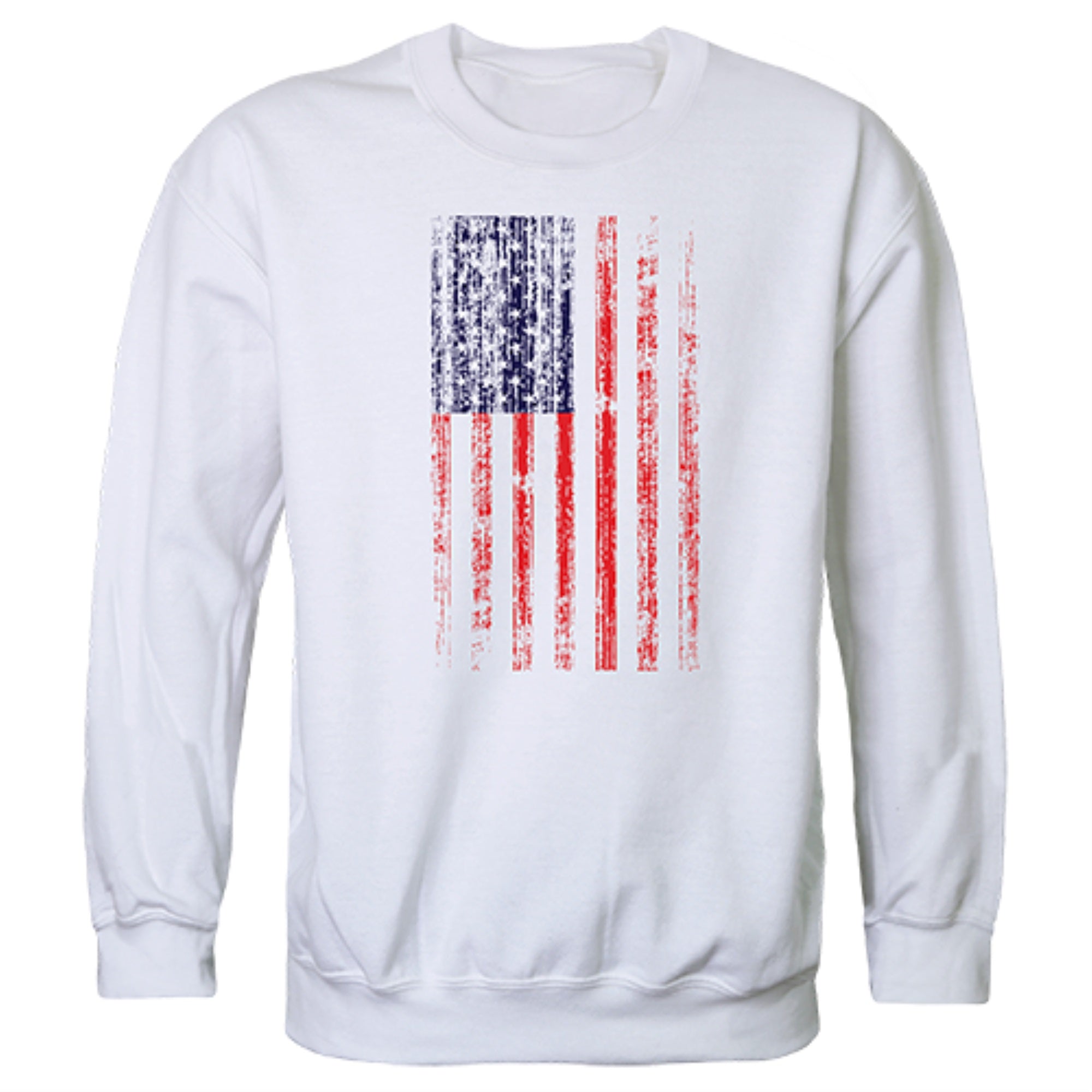 GraphicCrewneck,Distressed Flag, White, XL