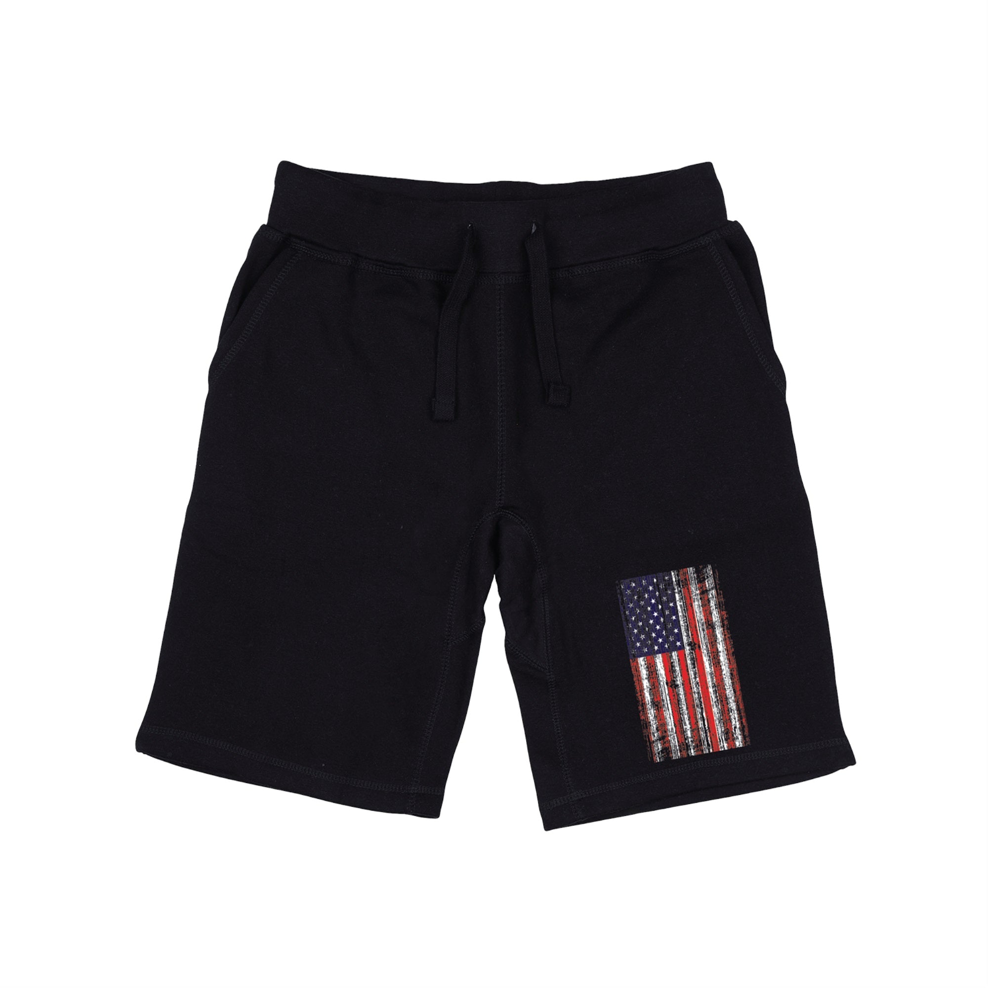 Graphic Shorts, Distressed Flag, Black, XL
