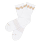 White/Tan Quarter Crew Women's Socks