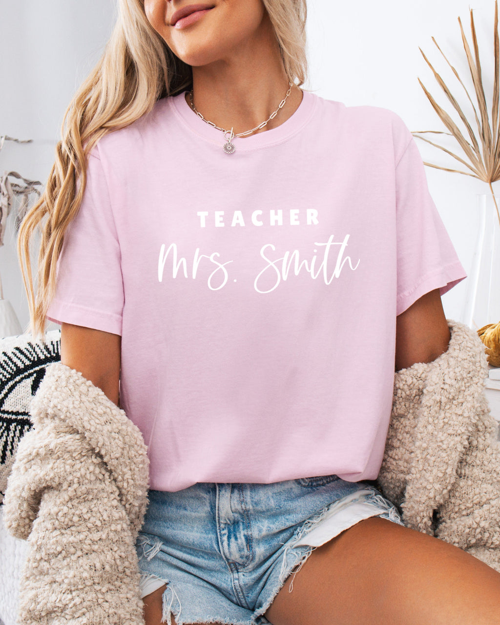 Custom Teacher Mrs. Name Comfort Colors Garment-Dyed T-Shirt – Personalized Educator Gift Tee