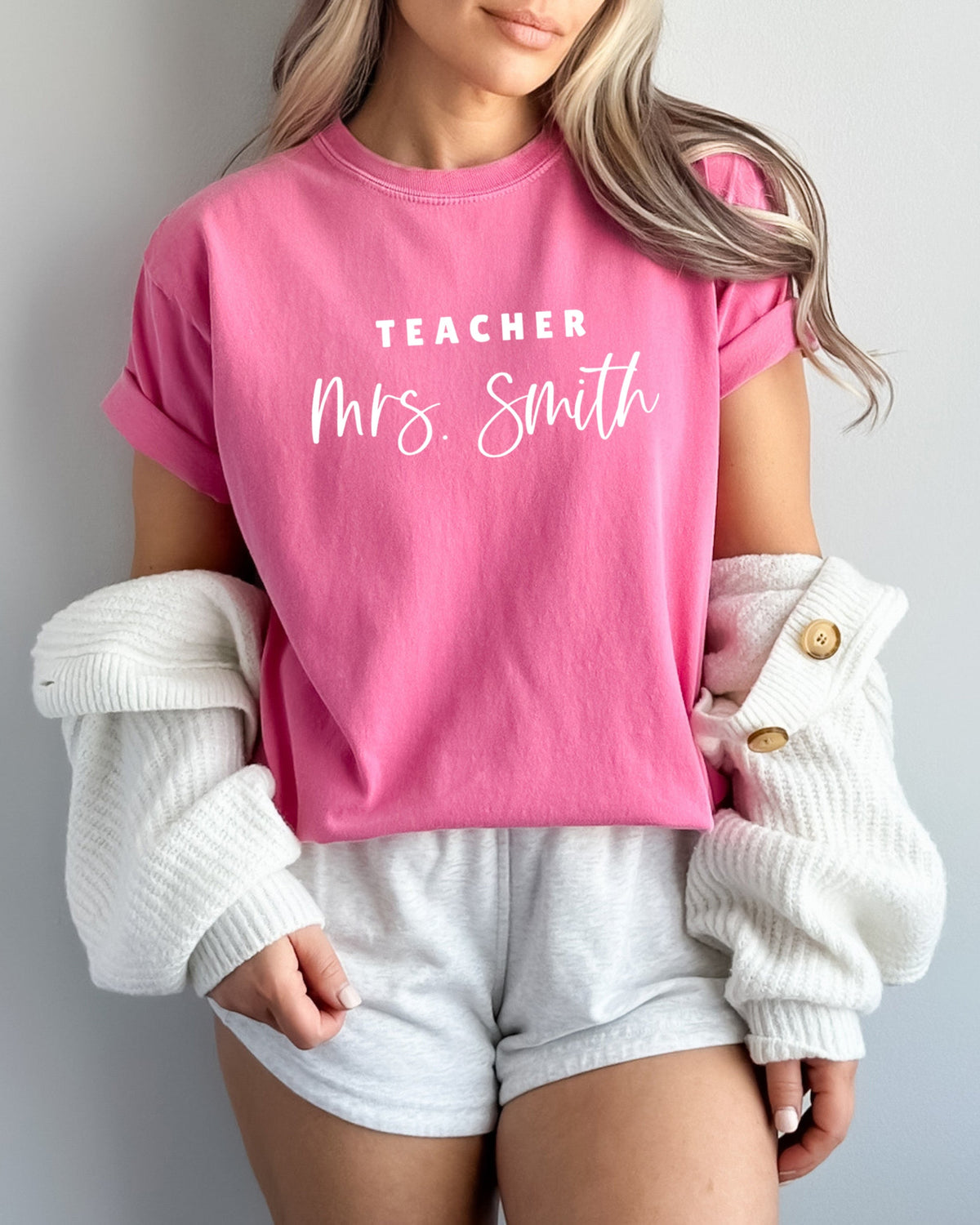 Custom Teacher Mrs. Name Comfort Colors Garment-Dyed T-Shirt – Personalized Educator Gift Tee
