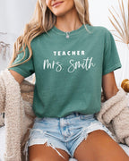 Custom Teacher Mrs. Name Comfort Colors Garment-Dyed T-Shirt – Personalized Educator Gift Tee