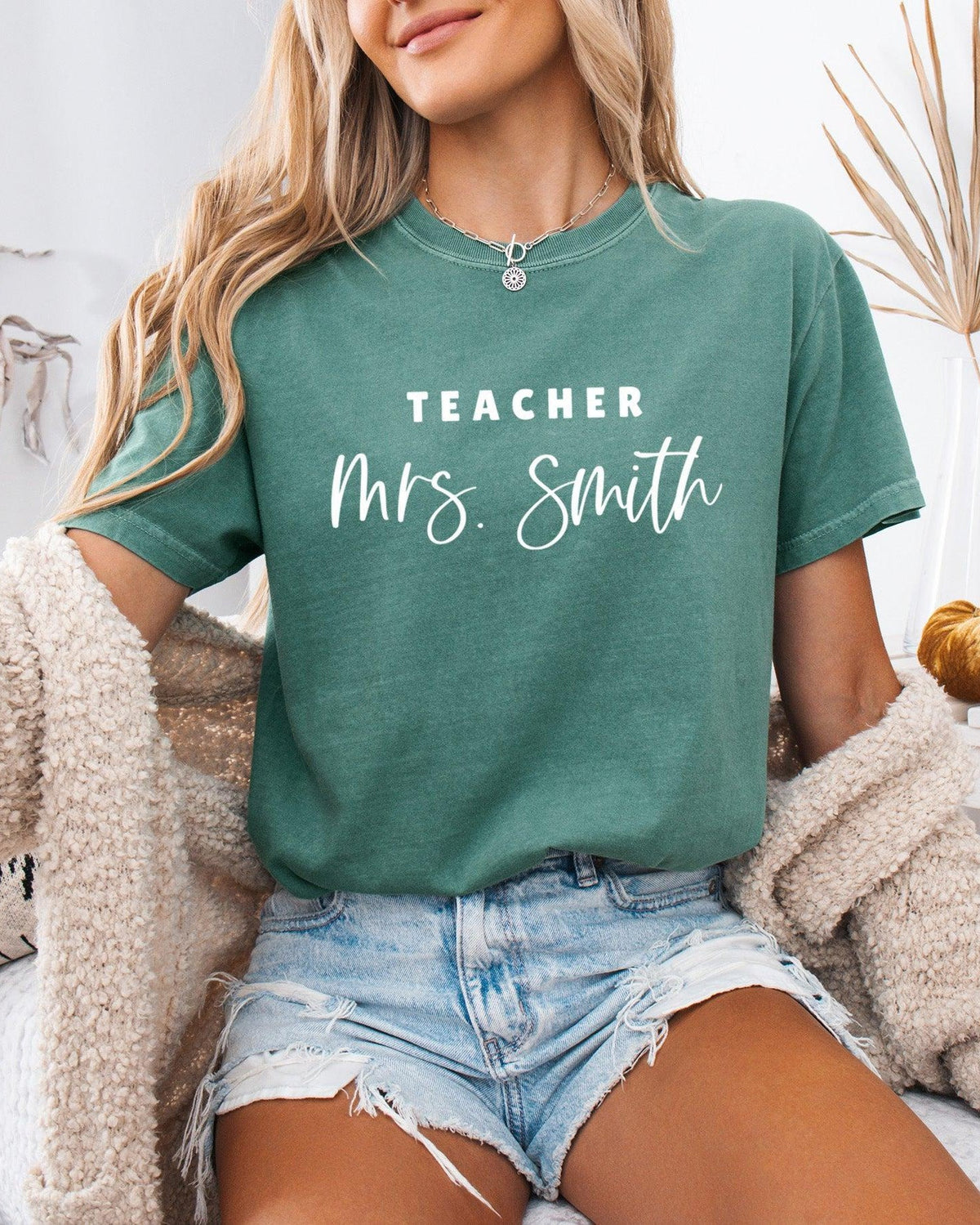 Custom Teacher Mrs. Name Comfort Colors Garment-Dyed T-Shirt – Personalized Educator Gift Tee