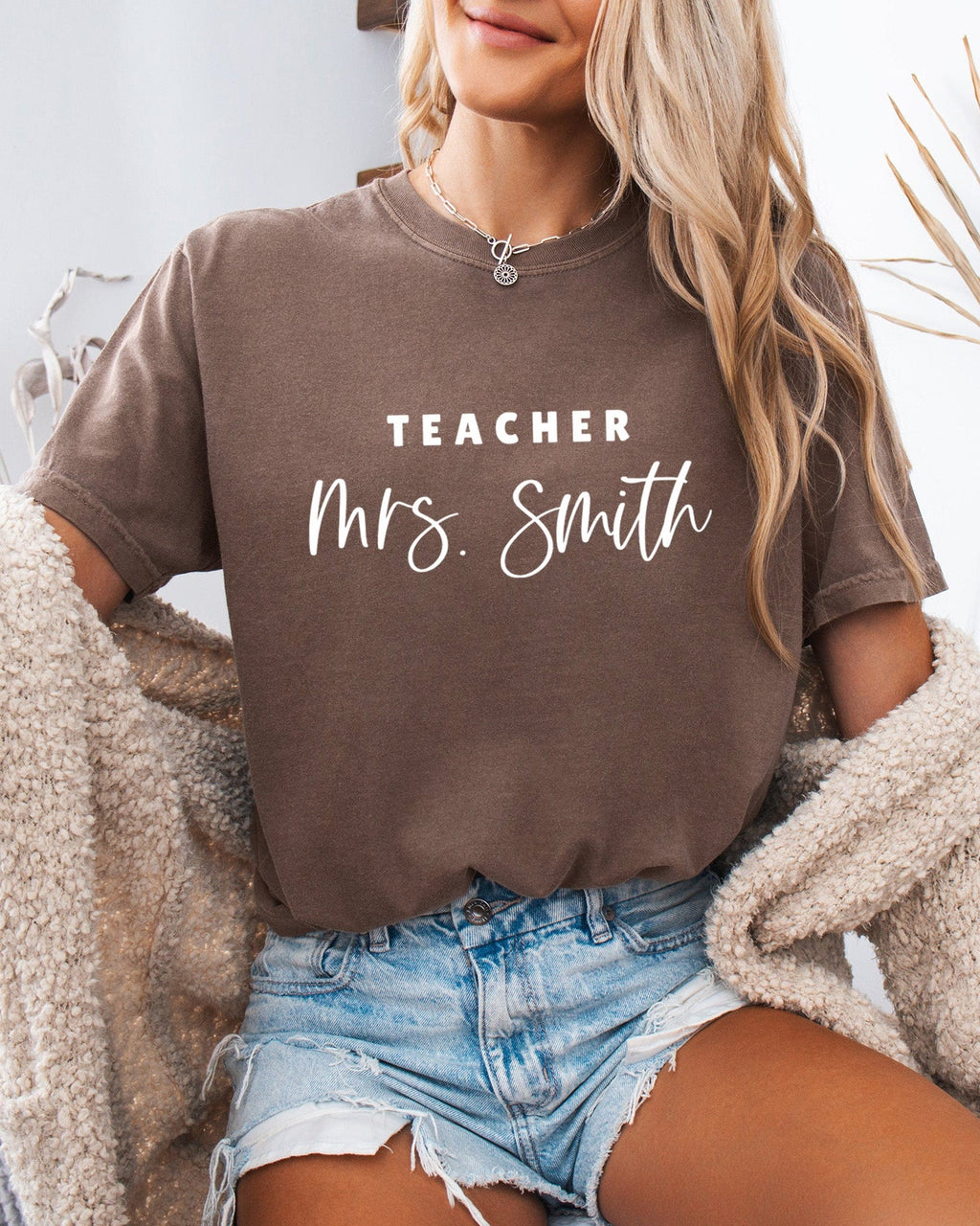 Custom Teacher Mrs. Name Comfort Colors Garment-Dyed T-Shirt – Personalized Educator Gift Tee