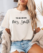 Custom Teacher Mrs. Name Comfort Colors Garment-Dyed T-Shirt – Personalized Educator Gift Tee