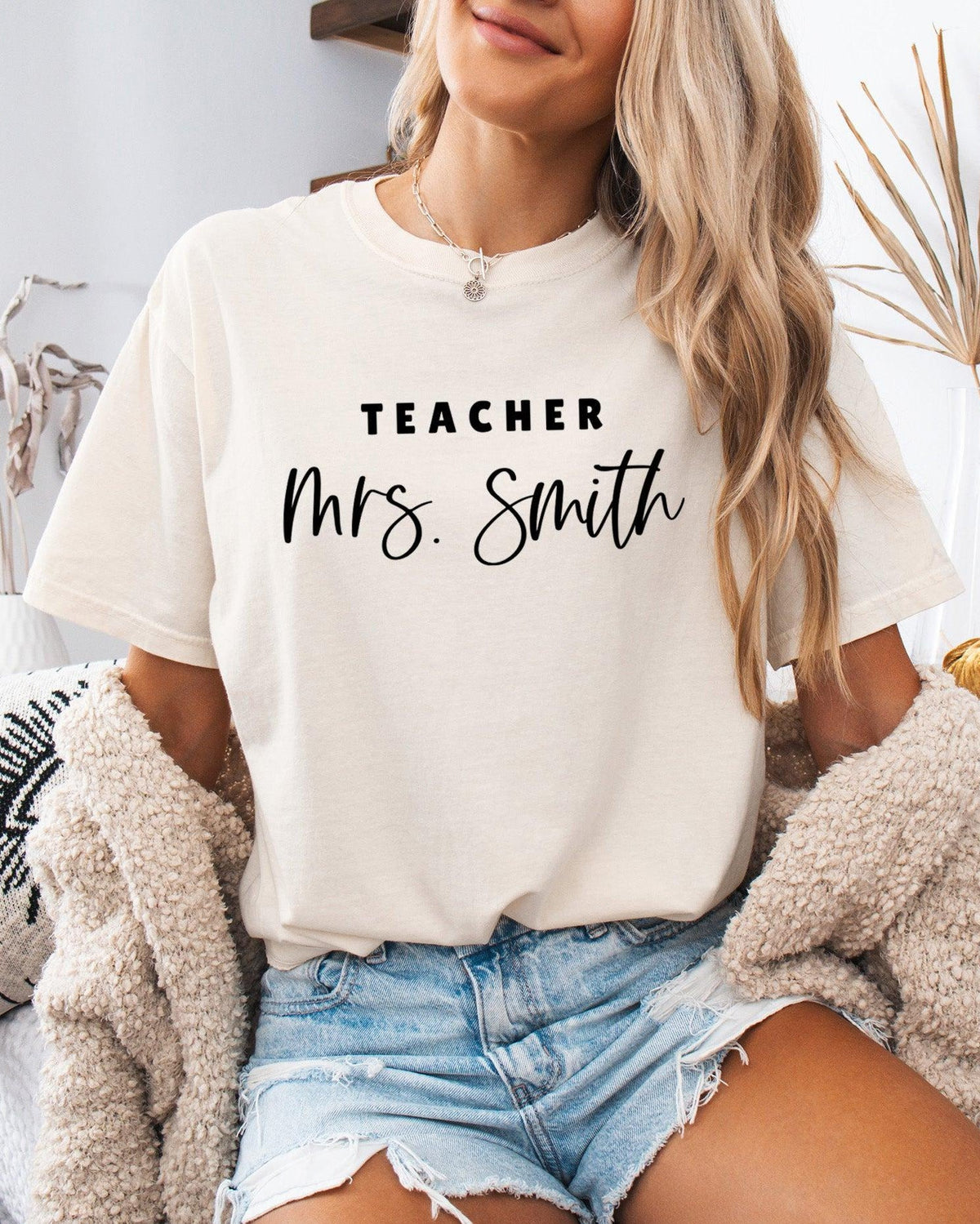 Custom Teacher Mrs. Name Comfort Colors Garment-Dyed T-Shirt – Personalized Educator Gift Tee