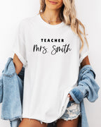 Custom Teacher Mrs. Name Comfort Colors Garment-Dyed T-Shirt – Personalized Educator Gift Tee