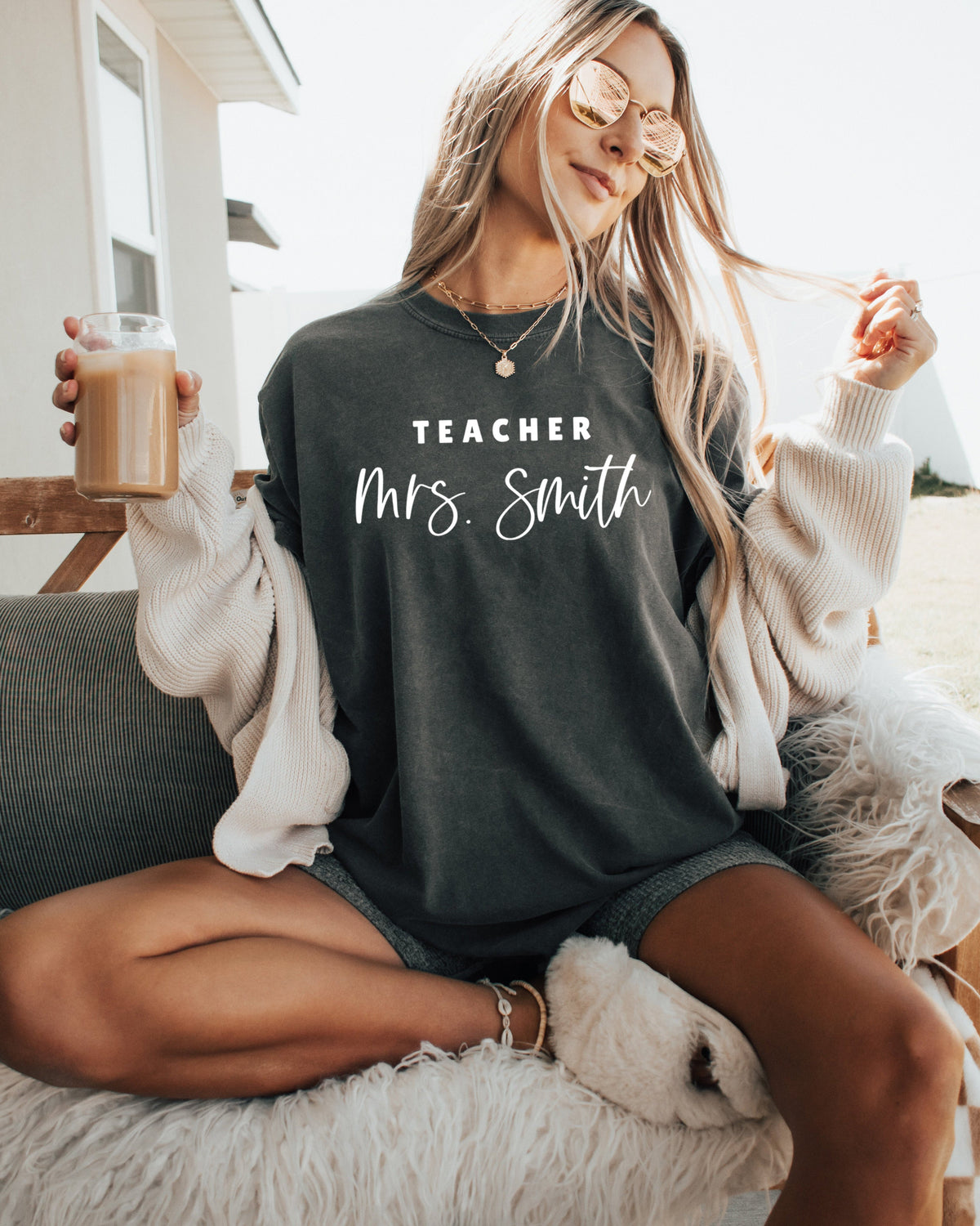Custom Teacher Mrs. Name Comfort Colors Garment-Dyed T-Shirt – Personalized Educator Gift Tee