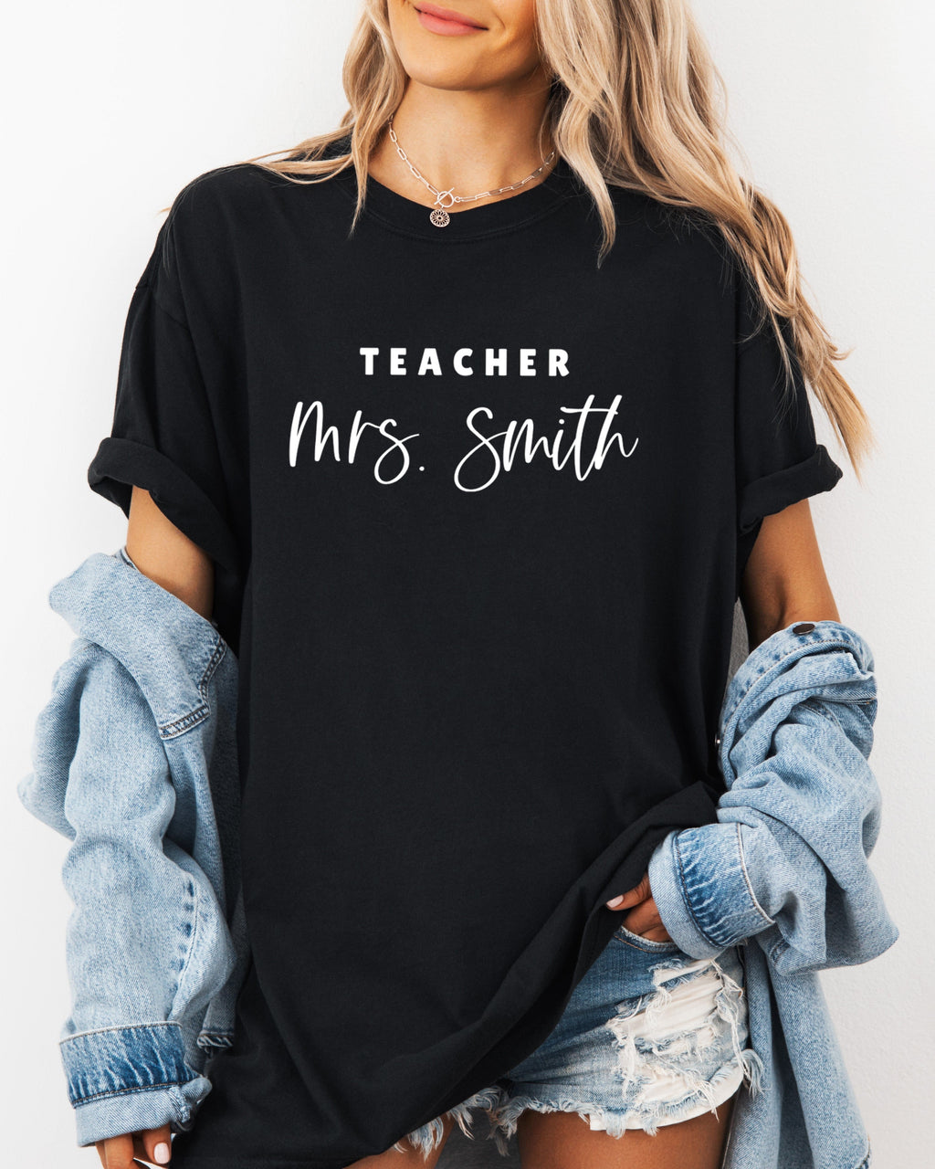 Custom Teacher Mrs. Name Comfort Colors Garment-Dyed T-Shirt – Personalized Educator Gift Tee