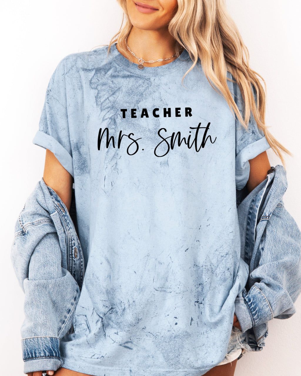 Custom Teacher Mrs. Name Comfort Colors Garment-Dyed T-Shirt – Personalized Educator Gift Tee