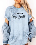 Custom Teacher Mrs. Name Comfort Colors Garment-Dyed T-Shirt – Personalized Educator Gift Tee