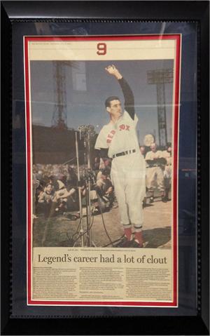 14x24 Newspaper Frame - Ted Williams Boston Red Sox