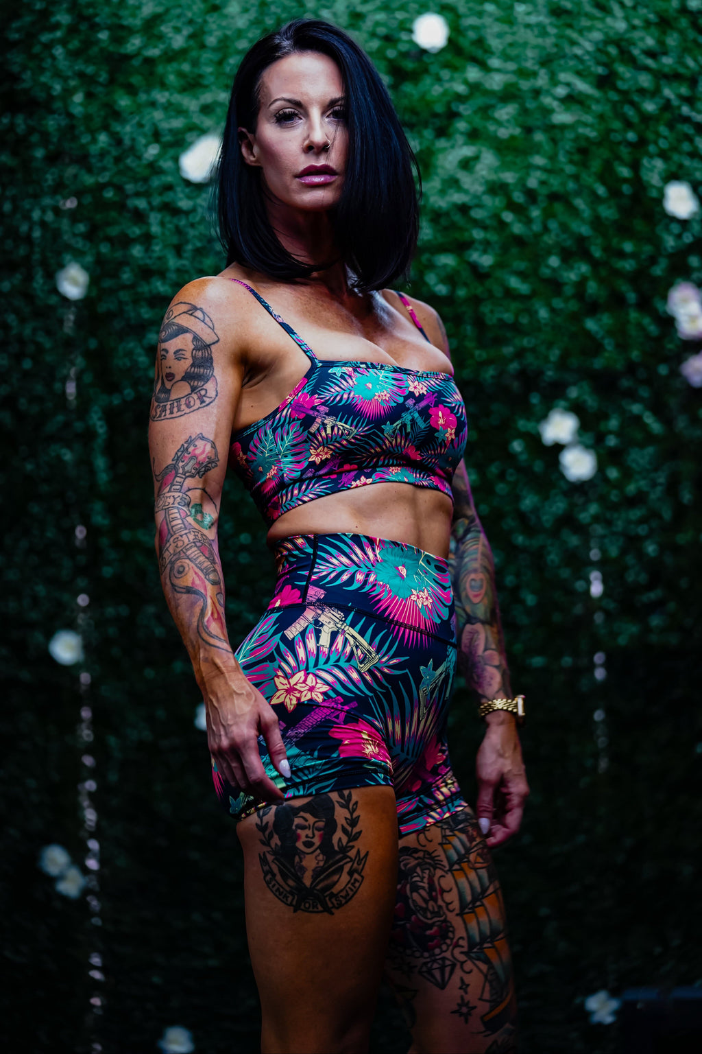 Cross Back Sports Bra | Tropical Assassin