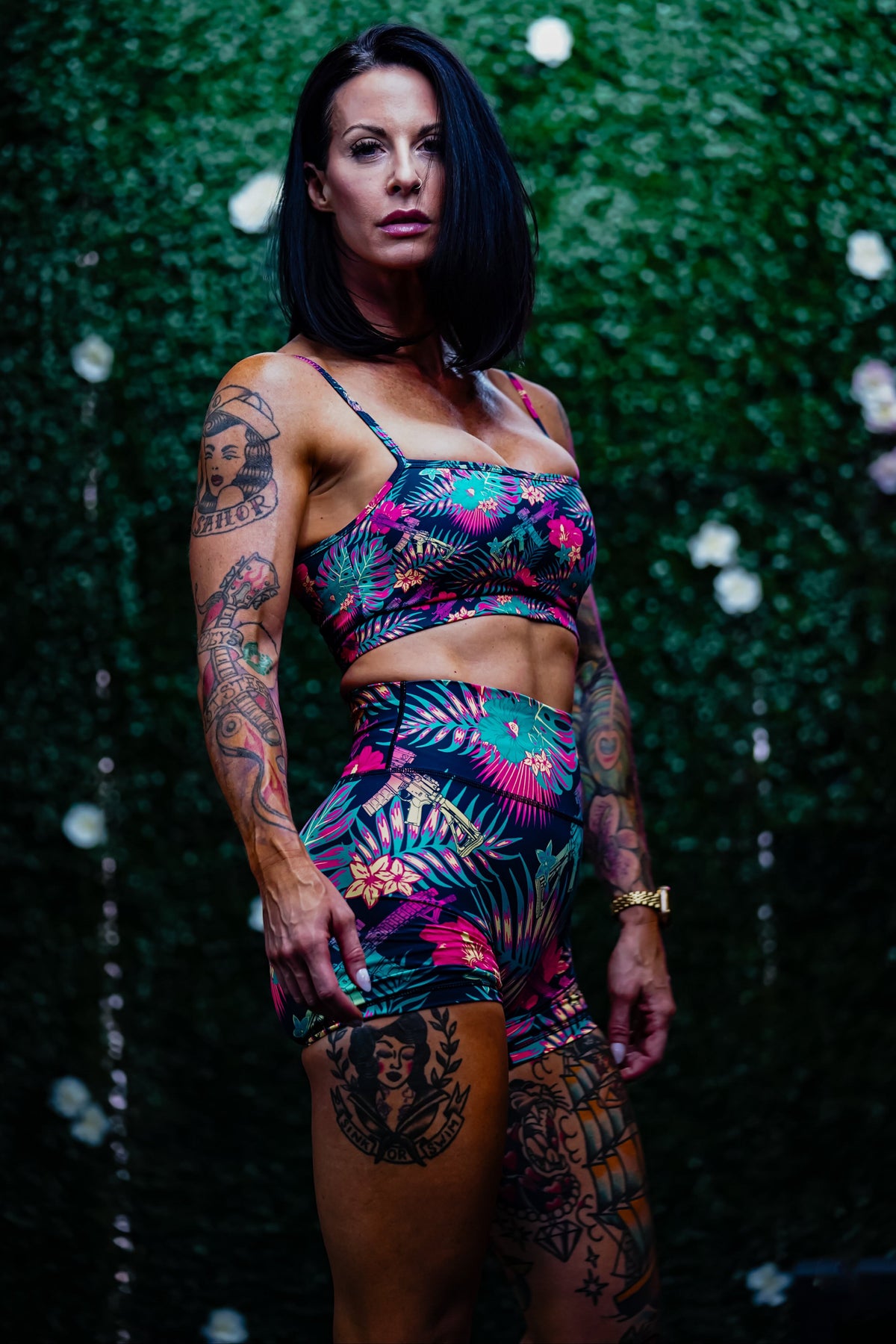 Cross Back Sports Bra | Tropical Assassin