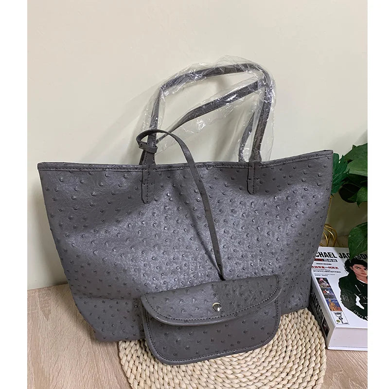 XMESSUN Original Fashion Style Women Bag Portable Women's Bucket Bags Ostrich Pattern Shopping Tote Casual Simple Ladies Handbag