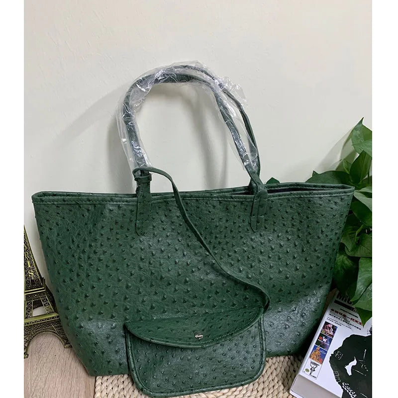 XMESSUN Original Fashion Style Women Bag Portable Women's Bucket Bags Ostrich Pattern Shopping Tote Casual Simple Ladies Handbag
