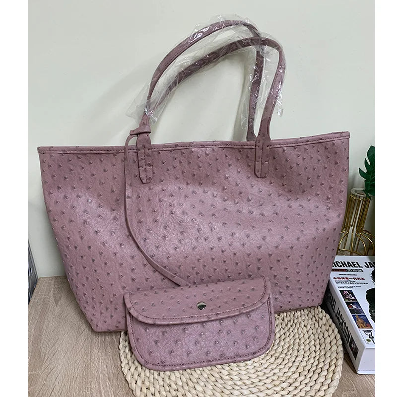 XMESSUN Original Fashion Style Women Bag Portable Women's Bucket Bags Ostrich Pattern Shopping Tote Casual Simple Ladies Handbag