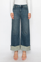 Elise TUMMY CONTROL HIGH RISE CUFFED A WIDE LEG JEANS