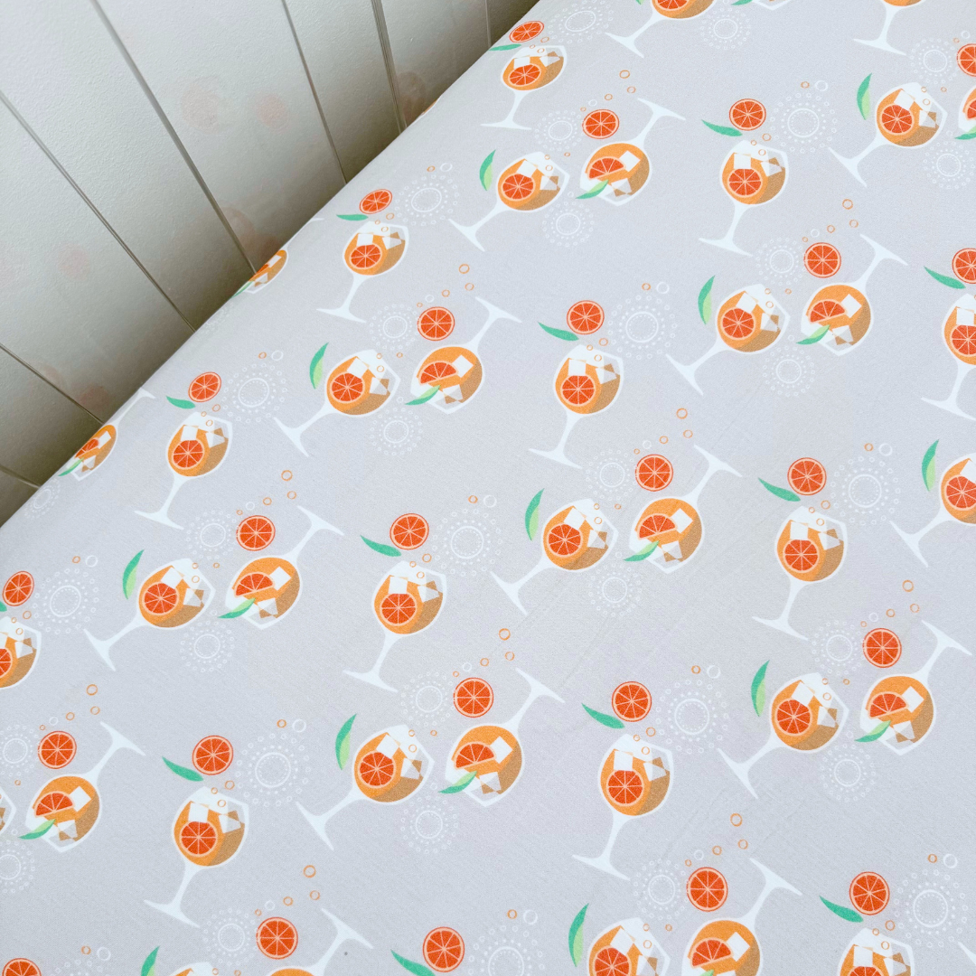 Amalfi Coast Spritz Gray Crib Sheet