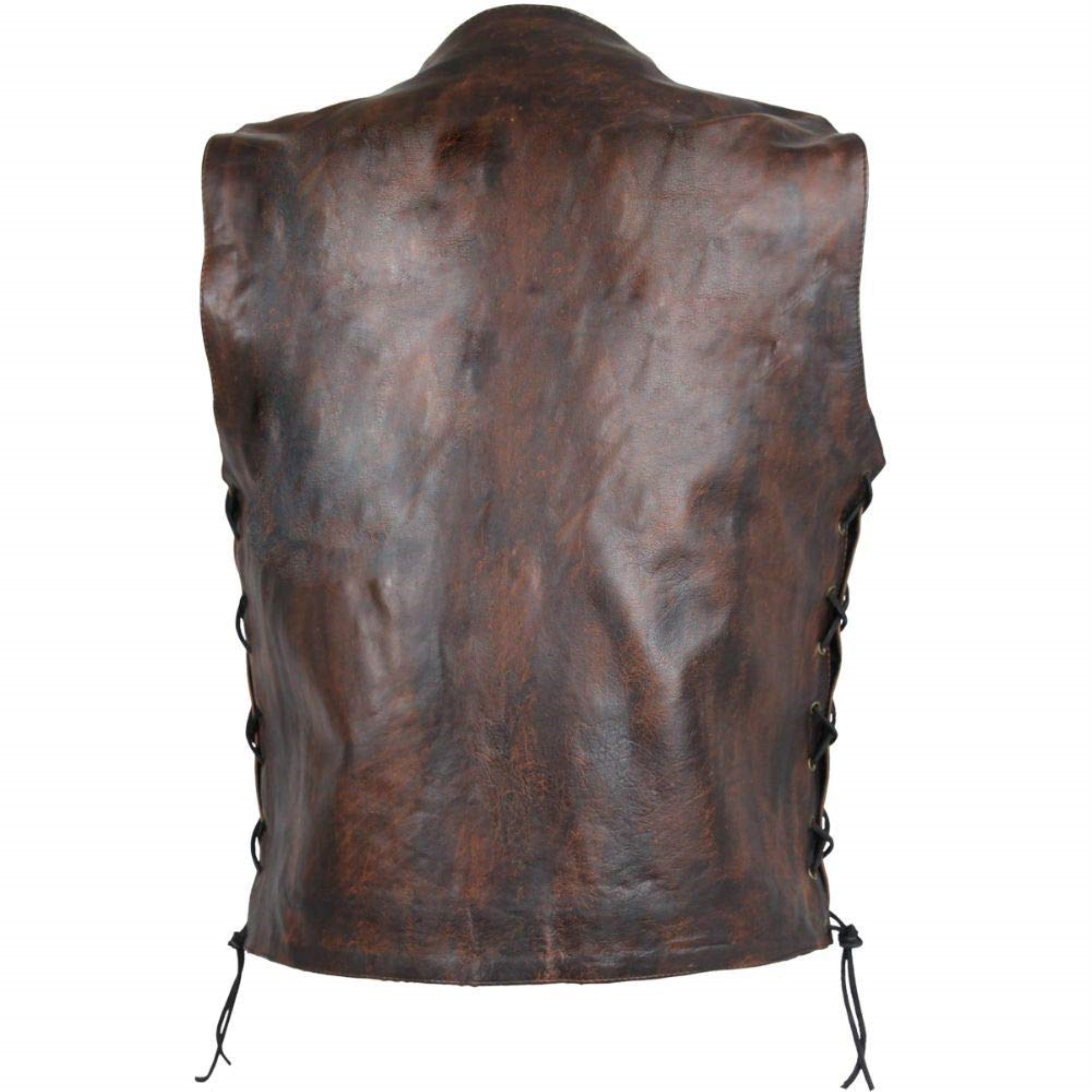 Mens High Mileage Vintage Brown 10 Pocket Premium Leather Vest