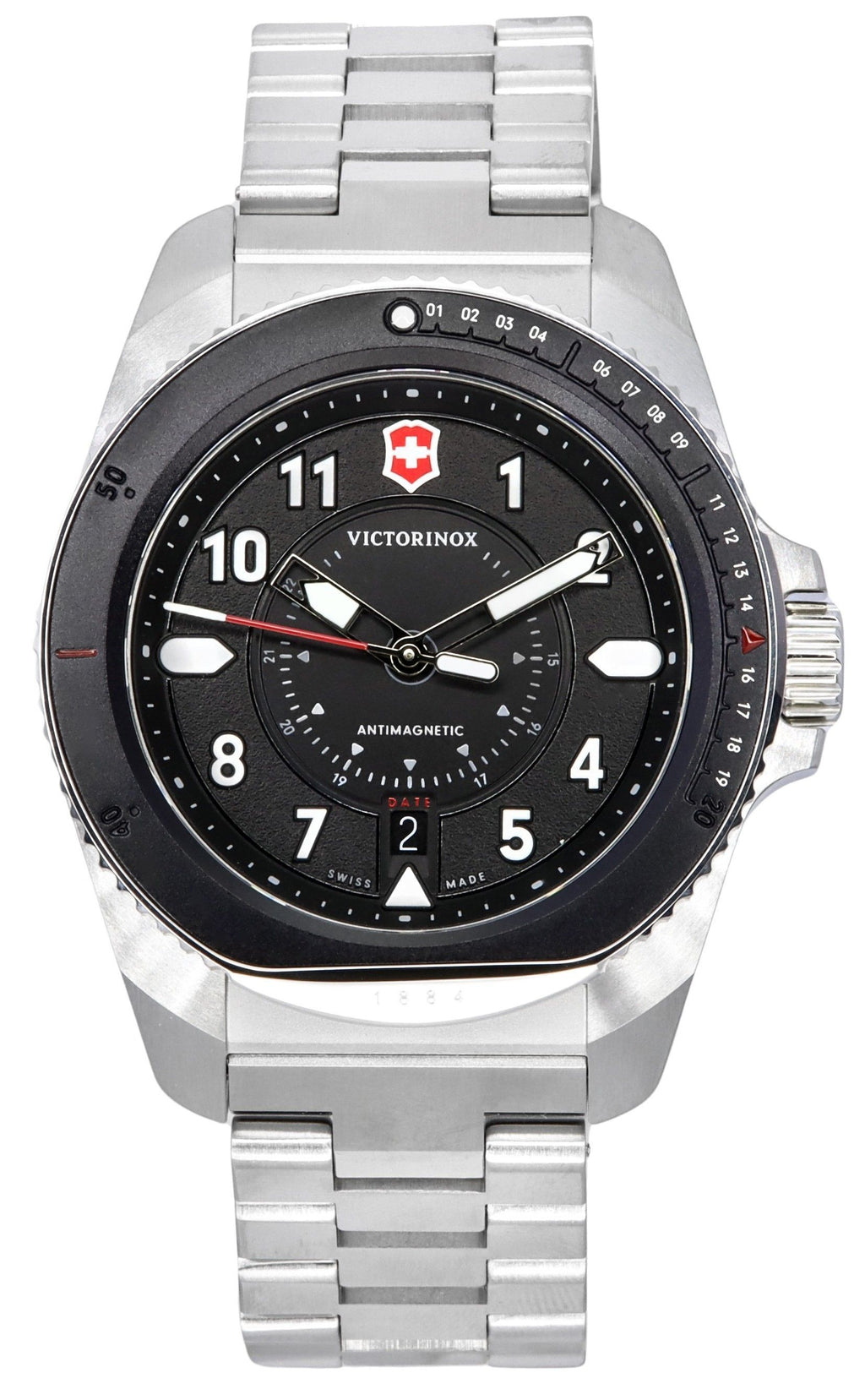 Victorinox Swiss Army Journey 1884 Antimagnetic Black Dial Quartz Divers 242009 200M Mens Watch