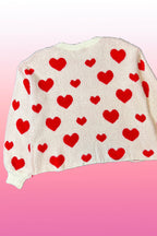 Fuzzy all over heart sweater