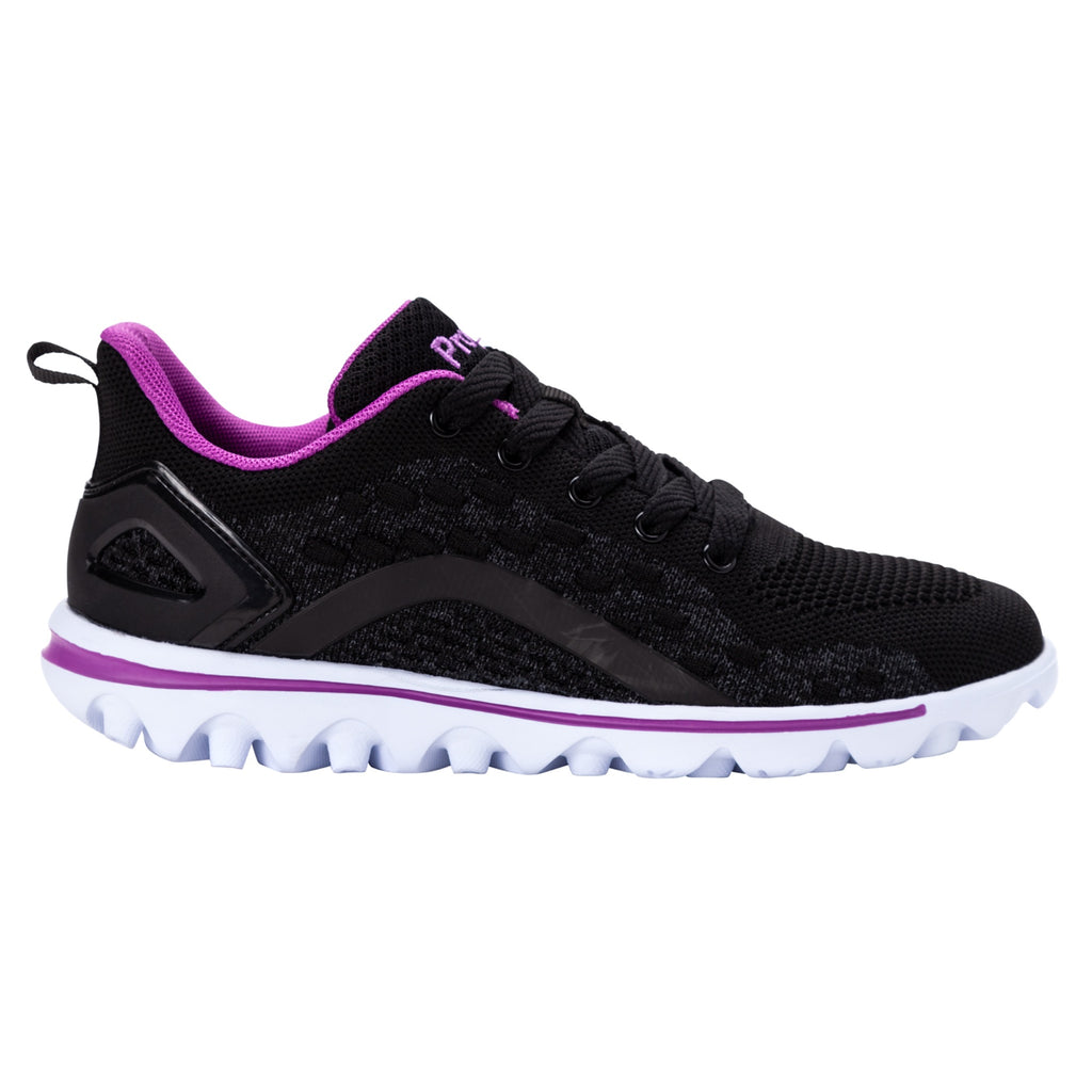 Propet TravelActiv Axial Womens Sneakers - Black/Purple, Size 12