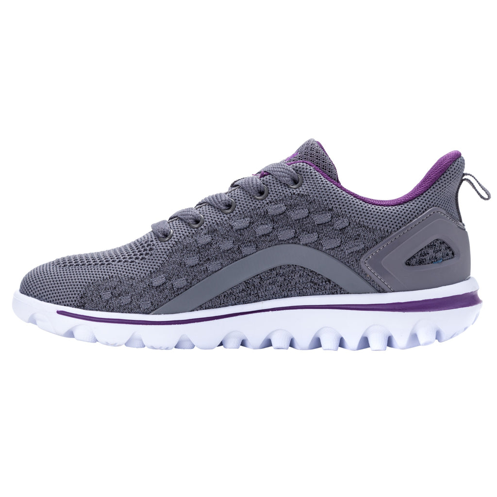 Propet TravelActiv Axial Womens Sneakers - Grey/Purple, Size 07H