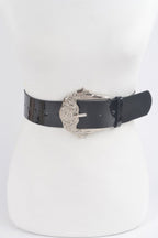 Metal Buckle Enamel Shiny Belt
